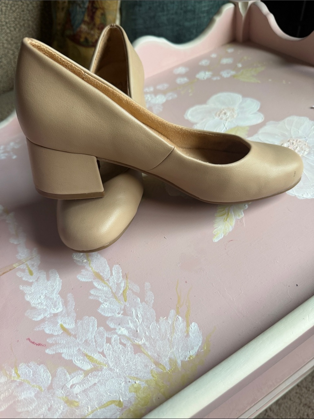 Naturalizer Classic Women's Block Heel Pump in Nude